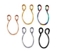 mophrati Piercing para la nariz, 5 unidades, acero inoxidable, fácil de enganchar, paquete variado, pulido, para cualquier ocasión. Piercing para la nariz, oreja, mujer y niña.