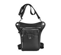 mophrati Riñonera Impermeable para Hombre, Bolsa de Pierna Duradera y compacta para Motocicletas, Adecuada para Muchas Cosas, cinturón de Cintura de PU, Negro