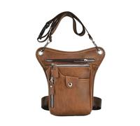 mophrati Riñonera Impermeable para Hombre, Bolsa de Pierna Duradera y compacta para Motocicletas, Adecuada para Muchas Cosas, cinturón de Cintura de PU, Marrón Claro