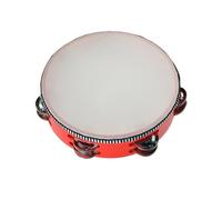 mophrati Tambor de mano con campana de abedul, cascabel metálico, para percusión, coros, festivales y reuniones de baile. Tambor de mano con cascabeles metálicos, con marco de, Rojo, 8 pulgadas