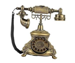mophrati Teléfono de Disco de Estilo Antiguo Teléfono Vintage Artesanía Exquisita para la decoración del hogar, la Oficina y el Bar Presione el Tenedor de