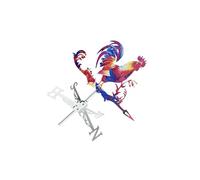 mophrati Veleta de gallo versátil, decoración rústica. Veleta de hierro que realza el jardín con un toque multicolor. Adorno de gallo para jardín, decoración rústica.