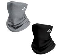 MOPQMKT Pack de 2 Braga de Cuello - Braga Antiviento para Hombre y Mujer, Braga Invernal para Esquí, Ciclismo, Running, Senderismo, Motociclismo - Prenda Térmica Multiusos (Negro+Gris)