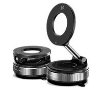 MOPQMKT Soporte Magnético para Teléfono de Vacío para Coche, 360° Ajustable - con 16 Imanes N52 y Anillo Metálico, Ajuste Universal para la Mayoría de los Smartphones