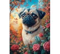 Mops Dans le Jardin de Roses Puzzle 500 Piezas Cartón Blanco Premium para Expertos Animal Cuento de Hadas fantástico Actividad Compartir Familia Desarrollo Cognitivo Garantía Satisfacción 500 PCS