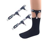 MOPZIJA 1 par de calcetines ligas para hombre calcetines tirantes ajustables calcetines negro calcetín jardín ajustable ligueros clips antideslizantes correas de calcetines, color camuflaje