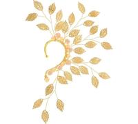 MOPZIJA 1PCS Puños de Oreja Pendientes Clip Mujer Oro, Alas de Ángel Hoja, Hada con Orejas de Elfos, Flor Pendientes para Halloween Niña Fiesta Boda