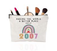 MOPZIJA 1pcs Regalo 18 años Mujer - Bolsa de Maquillaje para cumpleaños, Neceser Fabuloso para Mujer de 18 años, niña, Amiga, Regalo de Fiesta, Bolsa de Aseo para Guardar lápiz,18 años (2007)