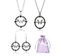 MOPZIJA 4pcs Wednesday Set,2Pcs Collar Letra "W" Wednesday Cosplay Accesorio Colgante et 1 par pendientes,Unisex Fans Personalidad Collar Gótico Lolita Decoración Halloween,Con bolsa de almacenamiento
