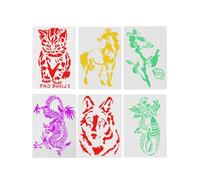 MOPZIJA 6pcs Stencil Plantillas Pintura Animal, Plantilla para Pintar Animales, Reutilizable Painting Templates Kit para Niños, Dibujo Art Plantillas para Pintar en Madera Pared Tela Decoración