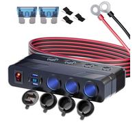 Moqidong Cargador Mechero Coche 12V 15A: Interruptor Independiente Enchufe Mechero 12V, Cable de 3M, 180W Cargador de Coche Carga Rapida USB 2A&2C, Toma USB 12V, Enchufe para Encendedor de Cigarrillos