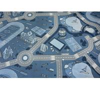 Moqueta antideslizante infantil STREET azul 100x200 cm
