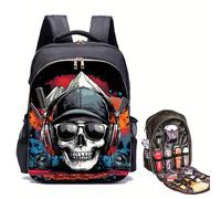 Moqueta de Viaje Grande para con Capacidad , Bolsa Plegable y Duradera para Herramientas de y Maquillador con Diseño de Calavera