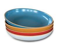 Mora Ceramic Artisan - Cuencos grandes para pasta de 30 onzas, juego de 4 - para servir, ensalada, cena, etc. Plato de cocina/tazón ancho - Apto para microondas, horno y lavavajillas - Platos modernos