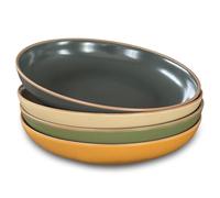 Mora Ceramic Artisan - Juego de 4 cuencos grandes para pasta de 30 onzas, para servir, ensalada, cena, etc. Plato de cocina/tazón ancho, apto para microondas, horno, lavavajillas, platos modernos de