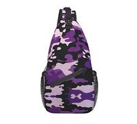 Morado Camuflaje Crossbody Sling Mochila Sling Bag Travel Senderismo Chest Bag Daypack