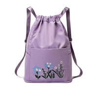 (Morado claro) Bolsa de viaje multifuncional para fitness, mochila plegable con cordón de gran capacidad