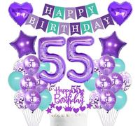 Morado Decoracion 55 cumpleaños mujer, Globos 55 Cumpleaños morado, Decoracion 55 mujer cumpleaños morado, Globos decoracion 55 cumpleaños mujer morado azul, Globos Fiesta morado 55 Globos