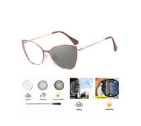(Morado-Fotocromático 0) Gafas de miopía fotocromáticas vintage de metal con forma de ojo de gato para mujer,