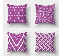 Morado Fundas Cojines Sofa 4 Piezas Doble Cara Geometría Funda Cojin Plaza Suave Cojines Decorativos con Cremallera Oculta Cojines Exterior Impermeable para Hogar Cama Funda Almohada 40x40cm JF-7122