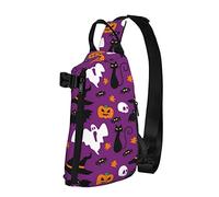 Morado Halloween Horror Morado Halloween Horror Diagonalmente Sling Bag, Crossbody Sling Backpack Shoulder Chest Bag para Mujeres Hombres, Travel Hiking Daypack