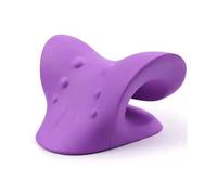 (Morado) Relajante de cuello y hombros, dispositivo de tracción quiropráctica cervical, almohada de masaje para