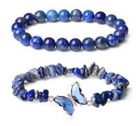 Morain Cadena de muñeca de mariposa única, joyería de cristal con cuentas de piedra natural para los amantes de la moda