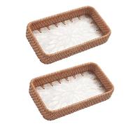 Morain Elegante soporte de ratán para joyas, bandeja de servir decorativa para tocador, entrada, organizar accesorios, relojes, decoración del hogar, regalo, dormitorio, tocador, bandeja de joyería