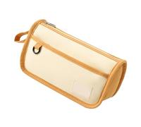 Morain Estuche de lona de gran capacidad para lápices, bolsa estética, organizador de escritorio para estudiantes, bolsa de lona de gran capacidad, Brown