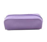 Morain Estuche de silicona resistente al agua de gran capacidad con cremallera, organizador de bolígrafos de viaje para escuela, oficina, bolsas de viaje, Purple