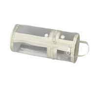 Morain Estuche simple transparente para lápices, gran capacidad, bolsa cilíndrica, organizador para escuela, bolsa transparente de gran capacidad, beige