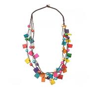 Morain Ethnic Styles - Collar multicapa con coloridos colgantes irregulares y cuentas de madera, accesorio de joyería