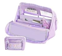 Morain Organizador de lápices de gran capacidad, bonito estuche para bolígrafos estéticos, estuche para suministros de oficina y escuela, estuche organizador de bolígrafos estéticos, Purple