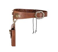 Morain Steampunk - Riñonera de cuero vintage para disfraz medieval, accesorio de cosplay, para viajes al aire libre y uso diario, beige, 9.36x8.5395in, bolso de mano de cintura