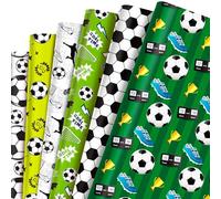 MORAINJAY 12 Hojas de Papel de Regalo Fútbol, Papel de Regalo de Cumpleaños con Tema de Fútbol Chico, Decoraciones para Fiesta de Niños 68cm x 50cm