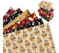 MORAINJAY 12 Hojas Papel de Regalo Pirata para Niños, Mapas del Tesoro Envoltorios Cumpleaños, Papel de Envolver Fiesta Infantil para Niños y Niñas 68x50cm