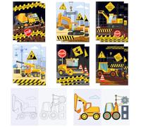 MORAINJAY 12 Piezas Mini Libros para Colorear, Vehículos ingeniería Rellenos para Bolsas de Fiesta Niños, Regalos Cumpleaños, Manualidades DIY, Sorpresas Fiestas, Premios Aula
