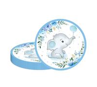 MORAINJAY 16 platos de fiesta para bebés, platos de papel de elefante azul, platos temáticos de elefante azul de 7 pulgadas para niños, decoraciones de mesa para baby shower, suministros de fiesta de
