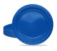 Morainjay 16platos defiesta azules, platos de papel de 9 pulgadas para cumpleaños, 23 cm, platos redondos de postre, vajilla para eventos y bodas