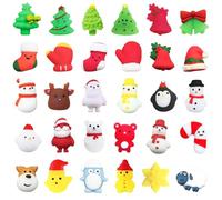 MORAINJAY 30 Piezas Navidad Mochi Squishy Juguete, Mini Kawaii Moji Santa Árboles Muñeco de Nieve, Fiesta Bolsas Relleno Regalos Colegio Cumpleaños Goodie Bag