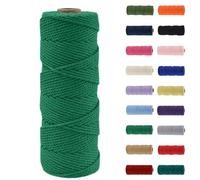MORAINJAY Cordón de macramé de 2 mm, cuerda de macramé de algodón natural de 100 m, cuerda de algodón verde esmeralda, cuerda de cuerda para manualidades sin productos químicos para manualidades, arte