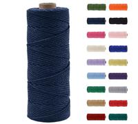 MORAINJAY Cordón de macramé de 2 mm, cuerda de macramé de algodón natural de 100 m, cuerda de algodón de macramé azul marino, cuerda de cuerda para manualidades sin productos químicos para
