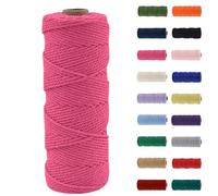 MORAINJAY Cordón de macramé de 2 mm, cuerda de macramé de algodón natural de 100 m, cuerda de algodón de macramé rojo rosa sin productos químicos para manualidades, arte de macramé, envoltura de