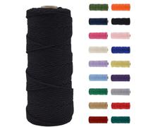 MORAINJAY Cordón de macramé de 2 mm, cuerda de macramé de algodón natural de 100 m, cuerda de algodón negro para macramé, cuerda de cuerda para manualidades sin productos químicos para manualidades,