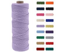 MORAINJAY Cordón de macramé de 2 mm, cuerda de macramé de algodón natural de 100 m, cuerda de algodón de macramé morado claro, cuerda para manualidades, arte de macramé, envoltura de regalos,