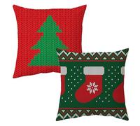 MORAINJAY Funda de Cojines Navideño,45x45cm Cojines Sofa Navidad Juego de 2,Sofas Decoracion Fundas de Cojines en Lino,Decoracion Navidad Hogar para Dormitorio Sofá Cama(F)