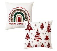MORAINJAY Funda de Cojines Navideño,45x45cm Cojines Sofa Navidad Juego de 2,Sofas Decoracion Fundas de Cojines en Lino,Decoracion Navidad Hogar para Dormitorio Sofá Cama(J)