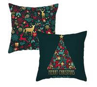 MORAINJAY Funda de Cojines Navideño,45x45cm Cojines Sofa Navidad Juego de 2,Sofas Decoracion Fundas de Cojines en Lino,Decoracion Navidad Hogar para Dormitorio Sofá Cama(D)
