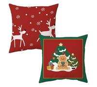MORAINJAY Funda de Cojines Navideño,45x45cm Cojines Sofa Navidad Juego de 2,Sofas Decoracion Fundas de Cojines en Lino,Decoracion Navidad Hogar para Dormitorio Sofá Cama(A)