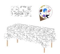 MORAINJAY Mantel para colorear para niños, mantel de fiesta de cumpleaños, 137 x 274 cm, mantel colorido para decoración de fiestas, póster gigante con temática de rugby para colorear para suministros